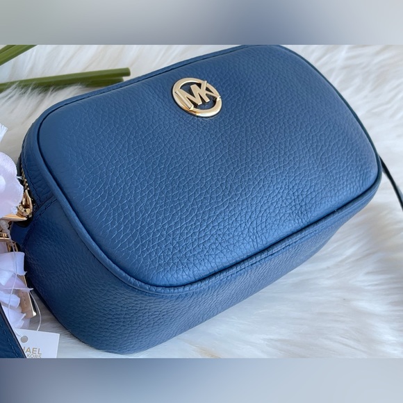 Michael Kors Blue Pebbled Leather Double Zip Crossbody - Picture 11 of 11